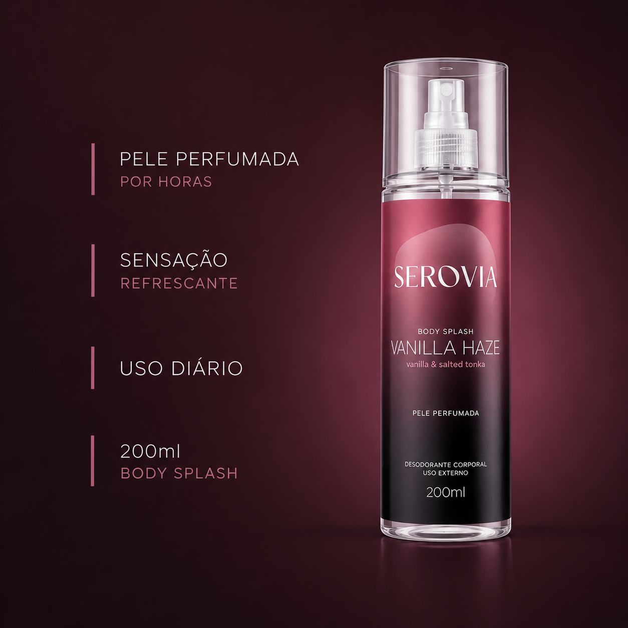Serovia Vanilla Haze Body Splash 200ml | Baunilha Cremosa e Salted Tonka